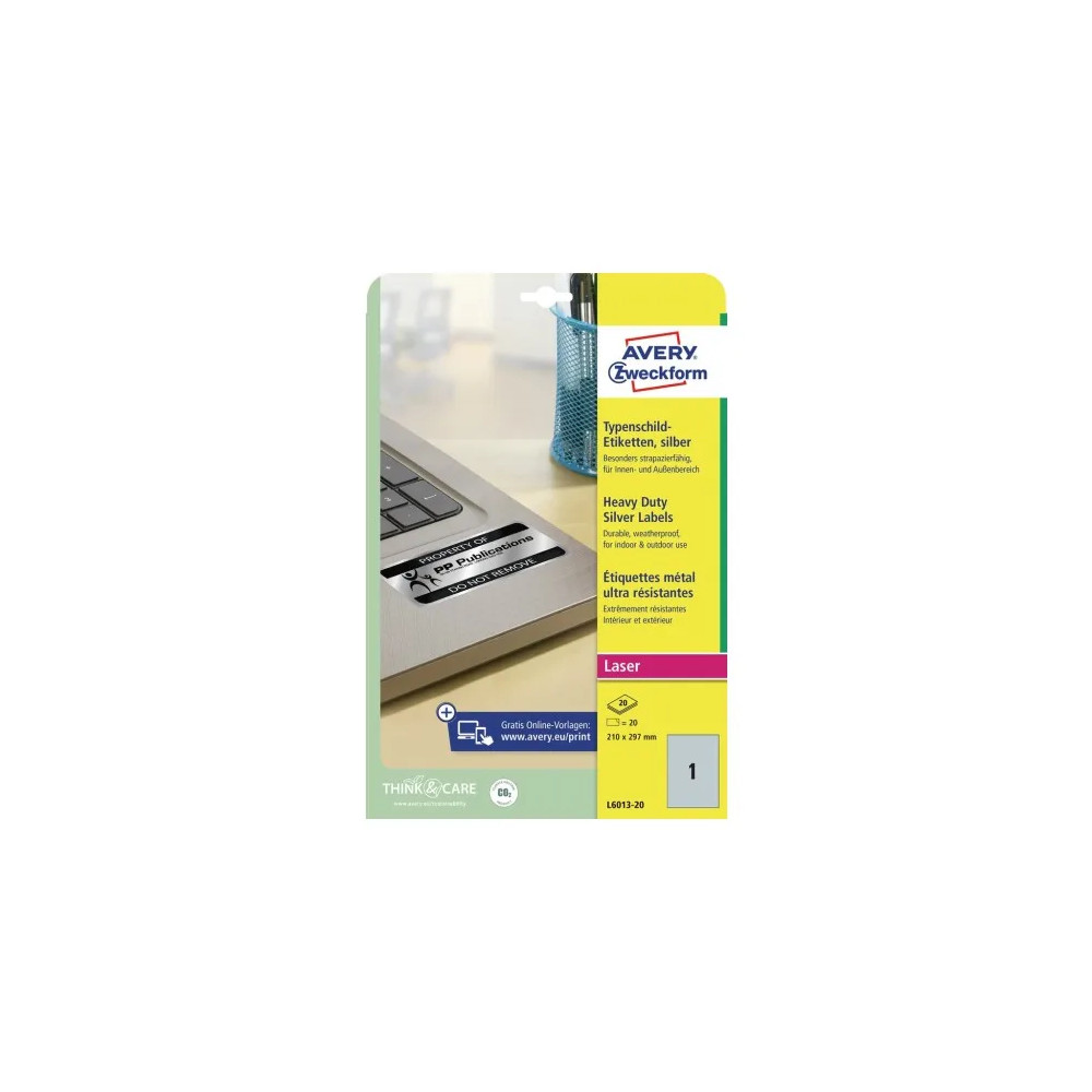 Produktbild för Avery Heavy Duty Laser Labels - etiketter - 20 stk - A4