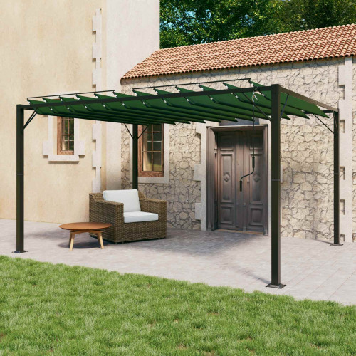 vidaXL Gazebo med louvred tak 3 x 4 x 2,14 m Grön Duk och Aluminium