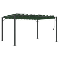 Produktbild för Gazebo med louvred tak 3 x 4 x 2,14 m Grön Duk och Aluminium