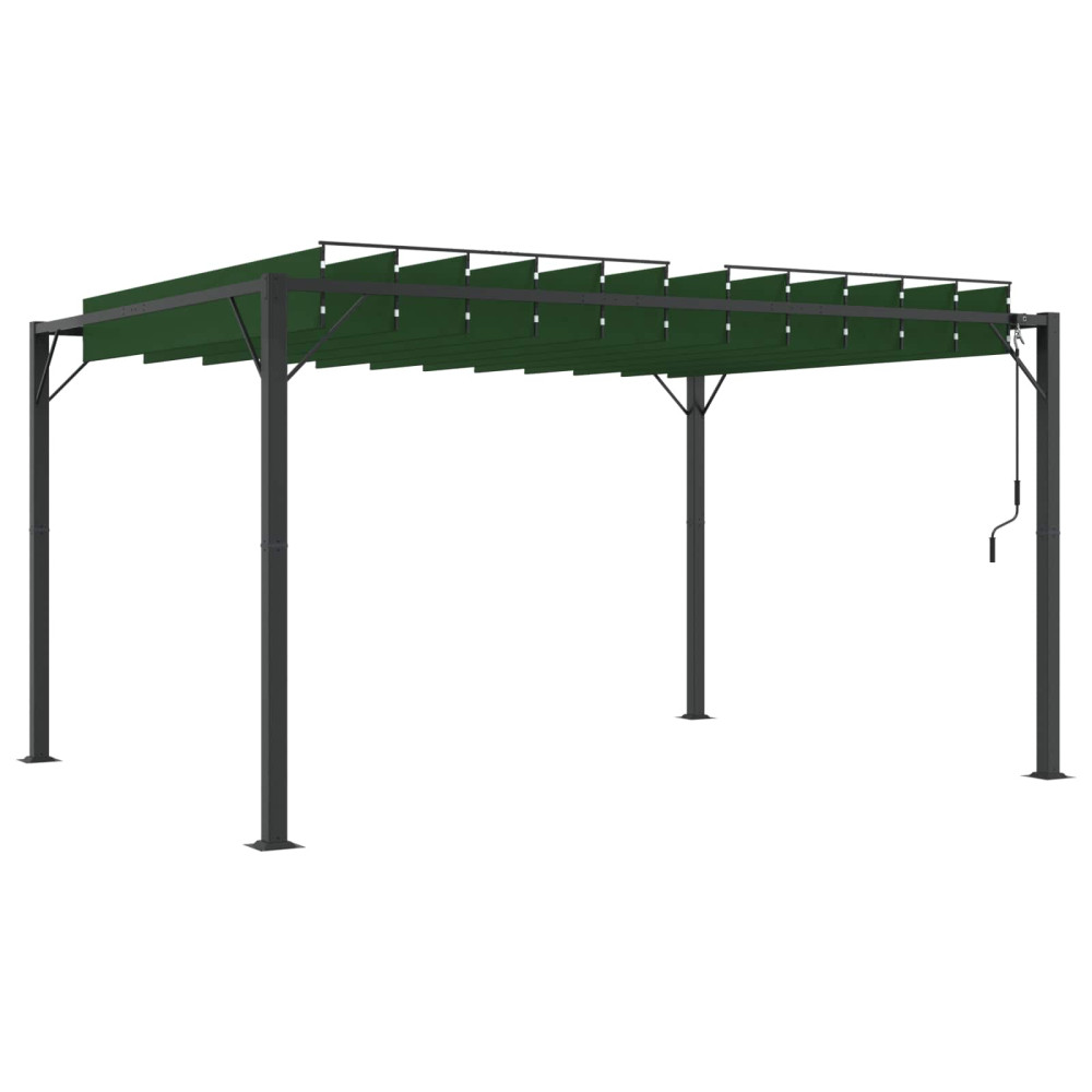 Produktbild för Gazebo med louvred tak 3 x 4 x 2,14 m Grön Duk och Aluminium