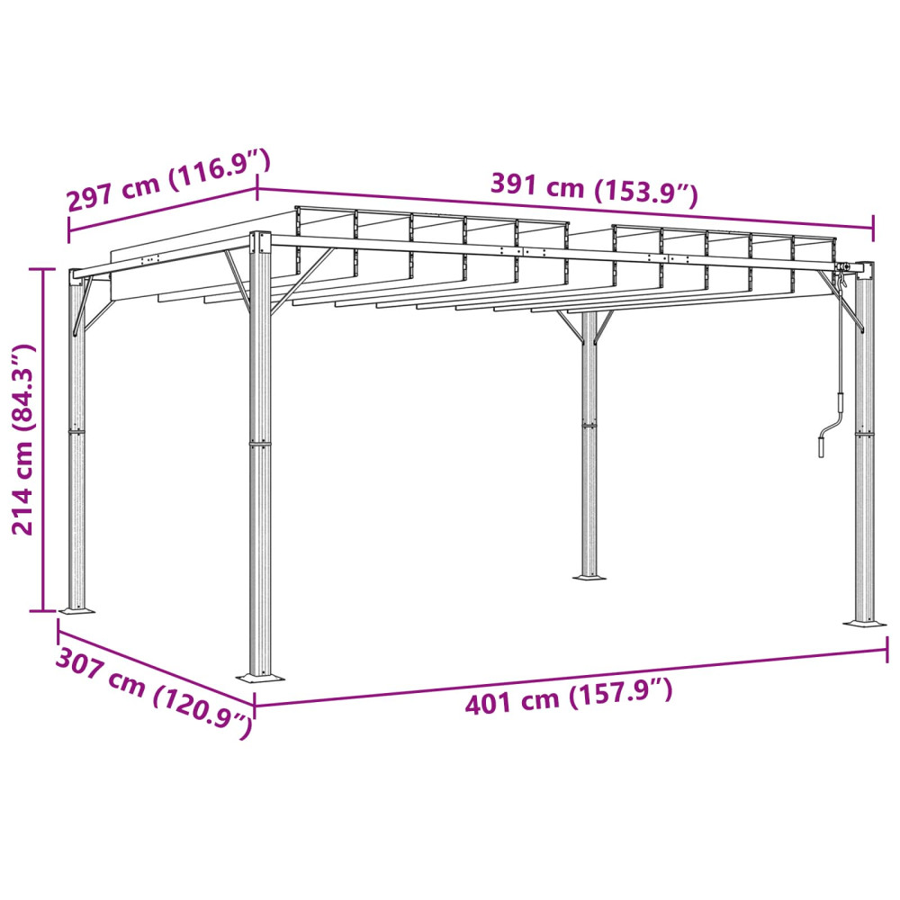 Produktbild för Gazebo med louvred tak 3 x 4 x 2,14 m Grön Duk och Aluminium