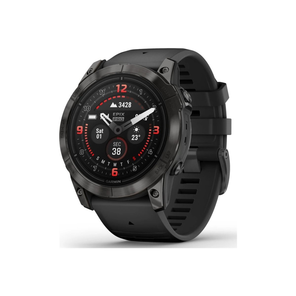 Produktbild för Garmin epix Pro Sapphire Edition 2a generation - titanium carbon gray DLC - Ja smart klocka med band - svart - 32 GB