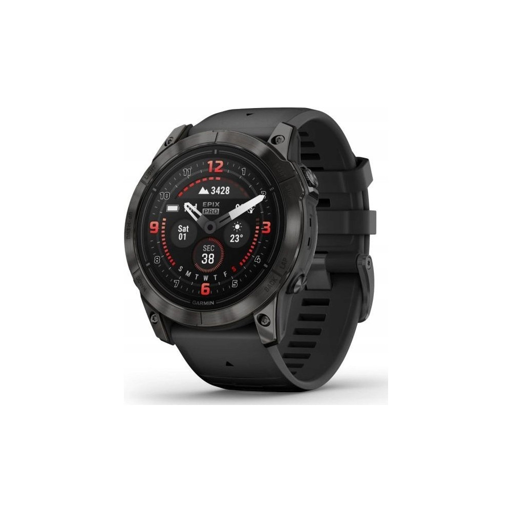 Produktbild för Garmin epix Pro Sapphire Edition 2a generation - titanium carbon gray DLC - Ja smart klocka med band - svart - 32 GB