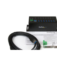 Produktbild för StarTech.com USB 3.0-hubb med 7 portar - Industriell USB-A-hubb i metall med ESD-skydd och 350 W överspänningsskydd - Monterbar på DIN-skena, vägg eller skrivbord - TAA-kompatibel USB-expansionshubb - hubb - 7 portar