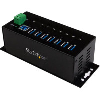 Produktbild för StarTech.com USB 3.0-hubb med 7 portar - Industriell USB-A-hubb i metall med ESD-skydd och 350 W överspänningsskydd - Monterbar på DIN-skena, vägg eller skrivbord - TAA-kompatibel USB-expansionshubb - hubb - 7 portar