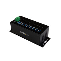 Produktbild för StarTech.com USB 3.0-hubb med 7 portar - Industriell USB-A-hubb i metall med ESD-skydd och 350 W överspänningsskydd - Monterbar på DIN-skena, vägg eller skrivbord - TAA-kompatibel USB-expansionshubb - hubb - 7 portar