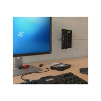 Produktbild för StarTech.com USB 3.0-hubb med 7 portar - Industriell USB-A-hubb i metall med ESD-skydd och 350 W överspänningsskydd - Monterbar på DIN-skena, vägg eller skrivbord - TAA-kompatibel USB-expansionshubb - hubb - 7 portar