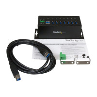 Produktbild för StarTech.com USB 3.0-hubb med 7 portar - Industriell USB-A-hubb i metall med ESD-skydd och 350 W överspänningsskydd - Monterbar på DIN-skena, vägg eller skrivbord - TAA-kompatibel USB-expansionshubb - hubb - 7 portar