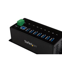 Produktbild för StarTech.com USB 3.0-hubb med 7 portar - Industriell USB-A-hubb i metall med ESD-skydd och 350 W överspänningsskydd - Monterbar på DIN-skena, vägg eller skrivbord - TAA-kompatibel USB-expansionshubb - hubb - 7 portar