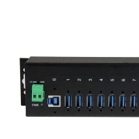 Produktbild för StarTech.com USB 3.0-hubb med 7 portar - Industriell USB-A-hubb i metall med ESD-skydd och 350 W överspänningsskydd - Monterbar på DIN-skena, vägg eller skrivbord - TAA-kompatibel USB-expansionshubb - hubb - 7 portar