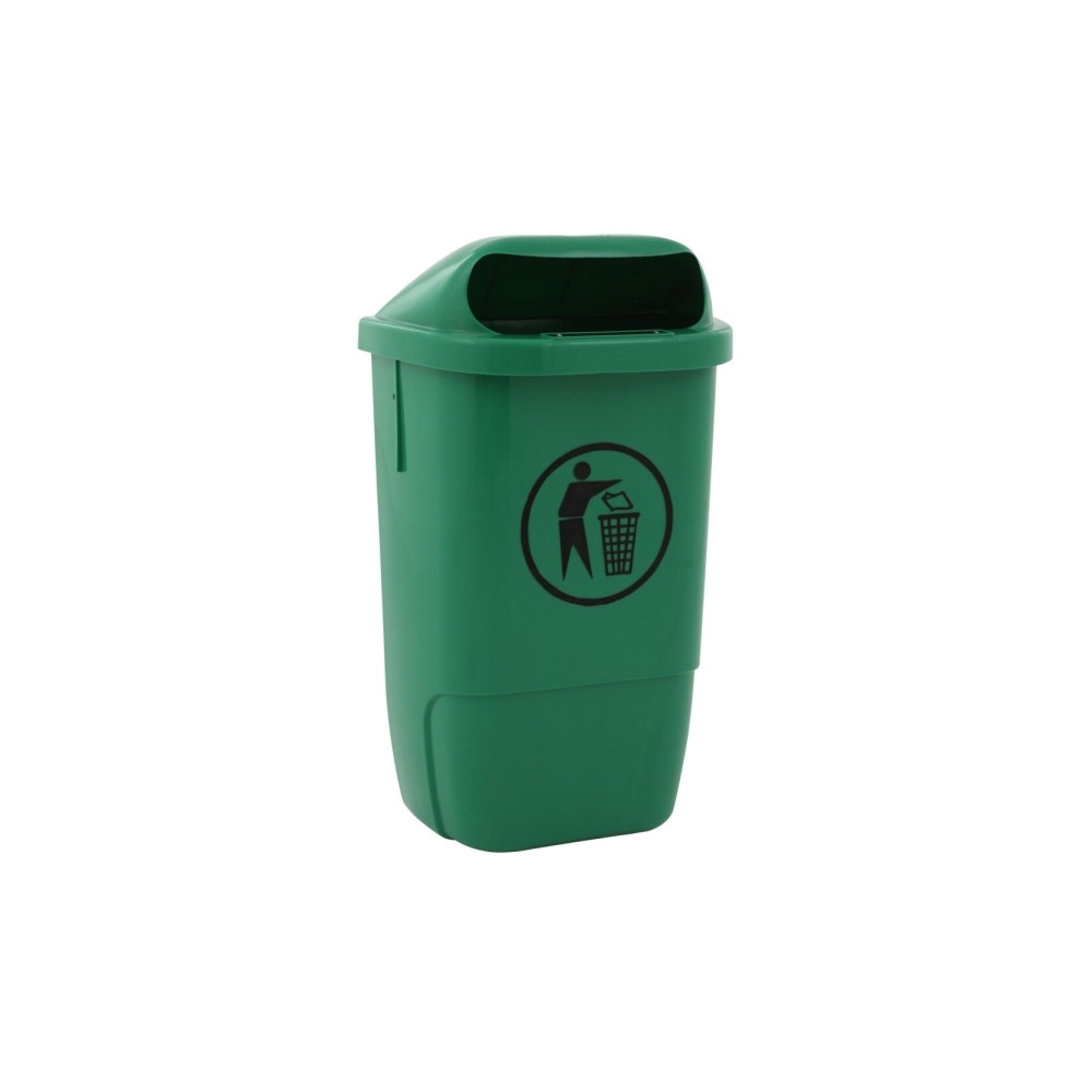 Produktbild för Avfallsbehållare för utomhusbruk, V-Part, grön, plast, 50 l,...