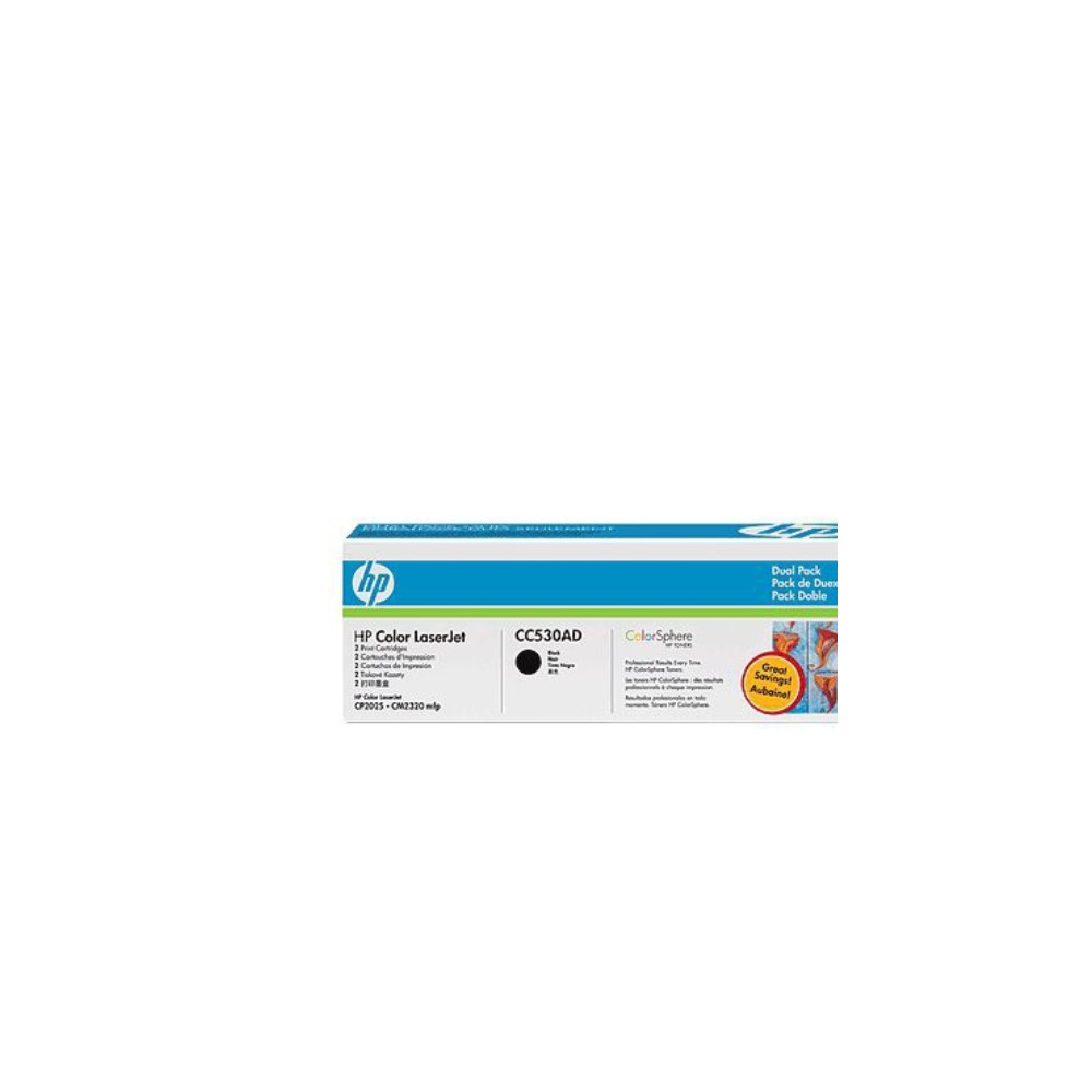 Produktbild för HP 304A - 2-pack - svart - original - LaserJet - tonerkassett (CC530AD)