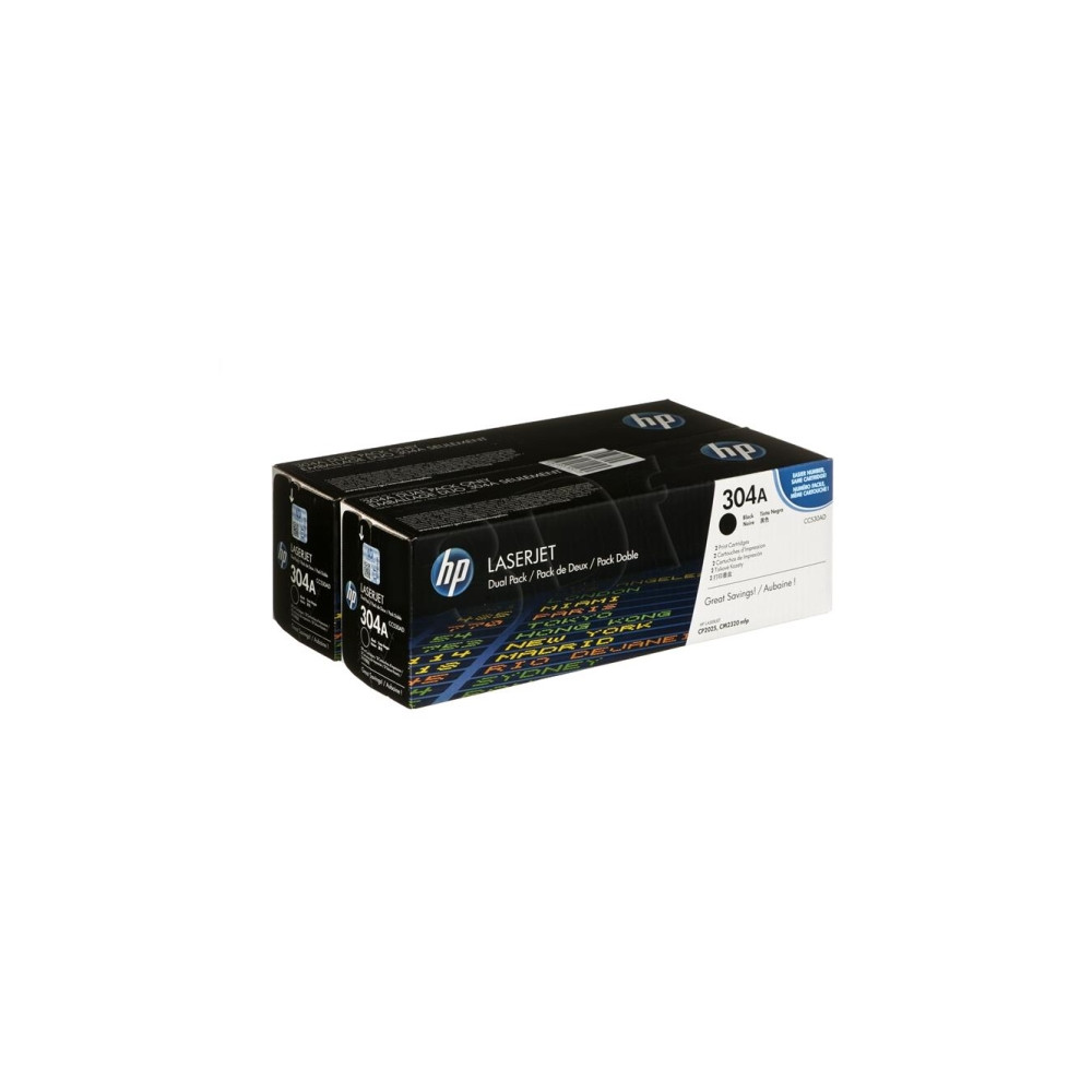 Produktbild för HP 304A - 2-pack - svart - original - LaserJet - tonerkassett (CC530AD)