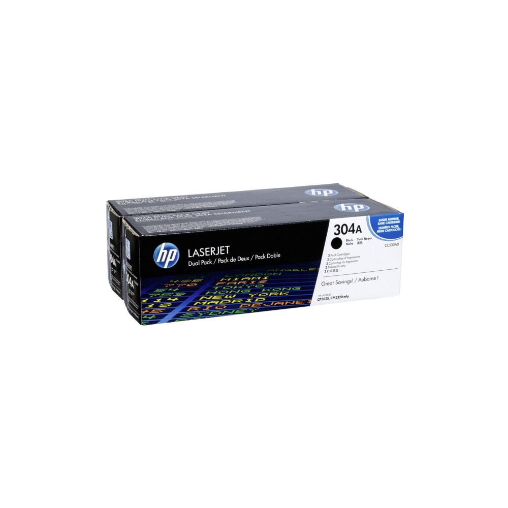 Produktbild för HP 304A - 2-pack - svart - original - LaserJet - tonerkassett (CC530AD)