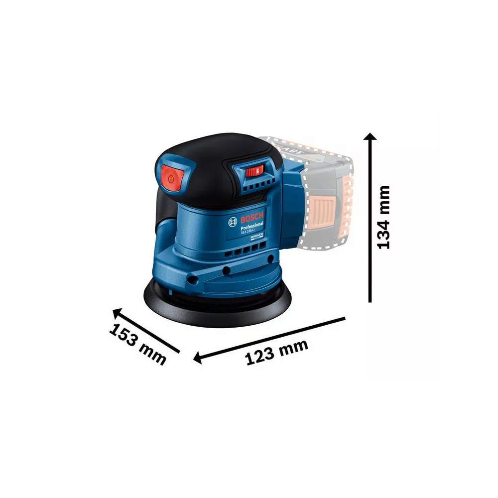 Produktbild för BOSCH GEX 185-LI PROFESSIONAL RANDOM ORBIT SANDER