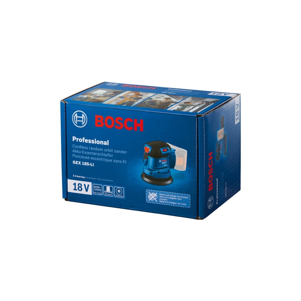 Produktbild för BOSCH GEX 185-LI PROFESSIONAL RANDOM ORBIT SANDER