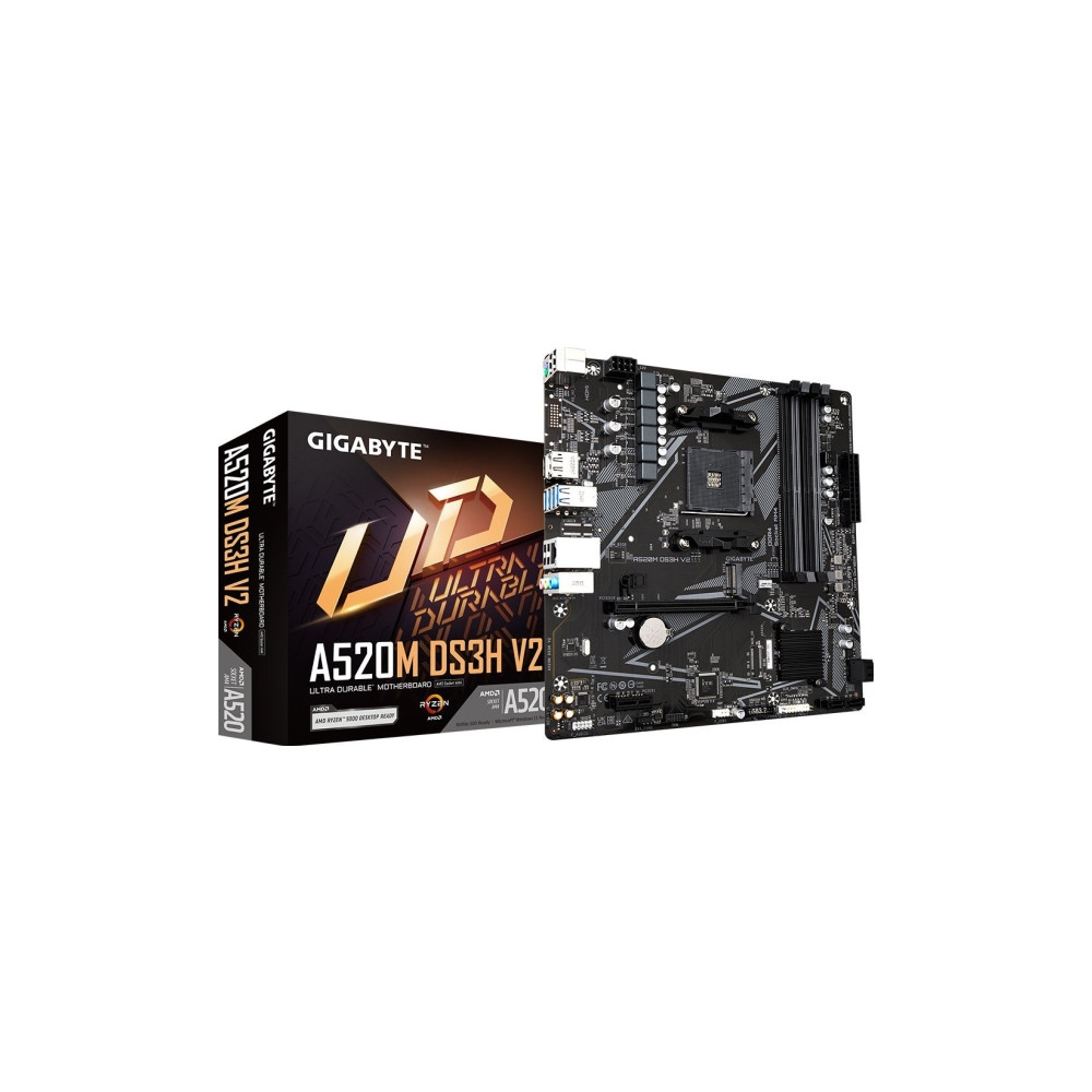 Produktbild för GIGABYTE A520M DS3H V2, AMD, Uttag AM4, AMD Ryzen 3000 Serie...