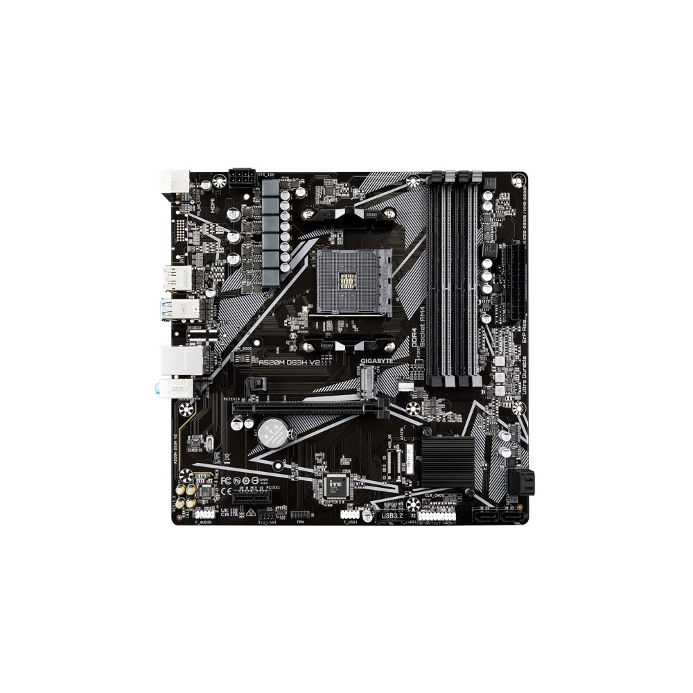 Produktbild för GIGABYTE A520M DS3H V2, AMD, Uttag AM4, AMD Ryzen 3000 Serie...