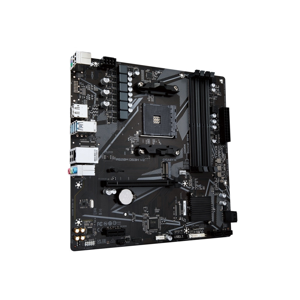 Produktbild för GIGABYTE A520M DS3H V2, AMD, Uttag AM4, AMD Ryzen 3000 Serie...