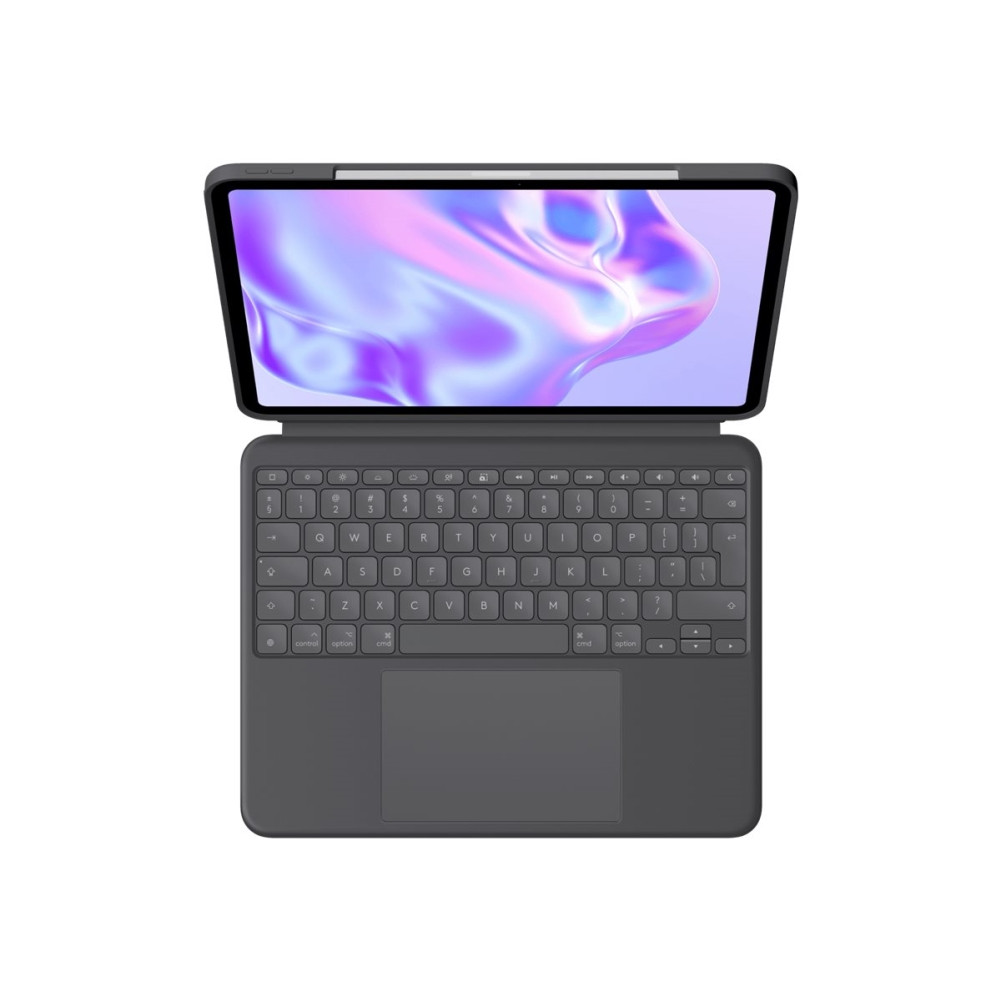 Produktbild för Logitech Combo Touch - tangentbord och foliefodral - med pekdyna - QWERTY - USA, internationellt - grafit Inmatningsenhet