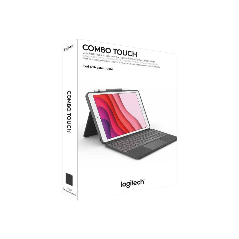 Produktbild för Logitech Combo Touch - tangentbord och foliefodral - med pekdyna - QWERTY - USA, internationellt - grafit Inmatningsenhet