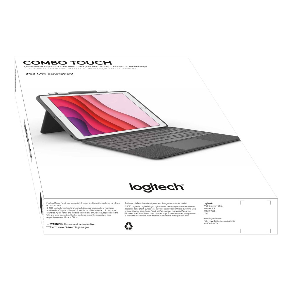 Produktbild för Logitech Combo Touch - tangentbord och foliefodral - med pekdyna - QWERTY - USA, internationellt - grafit Inmatningsenhet