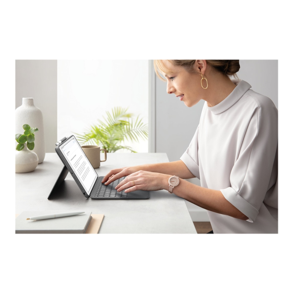 Produktbild för Logitech Combo Touch - tangentbord och foliefodral - med pekdyna - QWERTY - USA, internationellt - grafit Inmatningsenhet