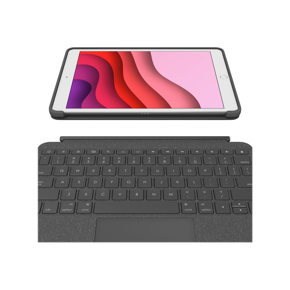 Produktbild för Logitech Combo Touch - tangentbord och foliefodral - med pekdyna - QWERTY - USA, internationellt - grafit Inmatningsenhet