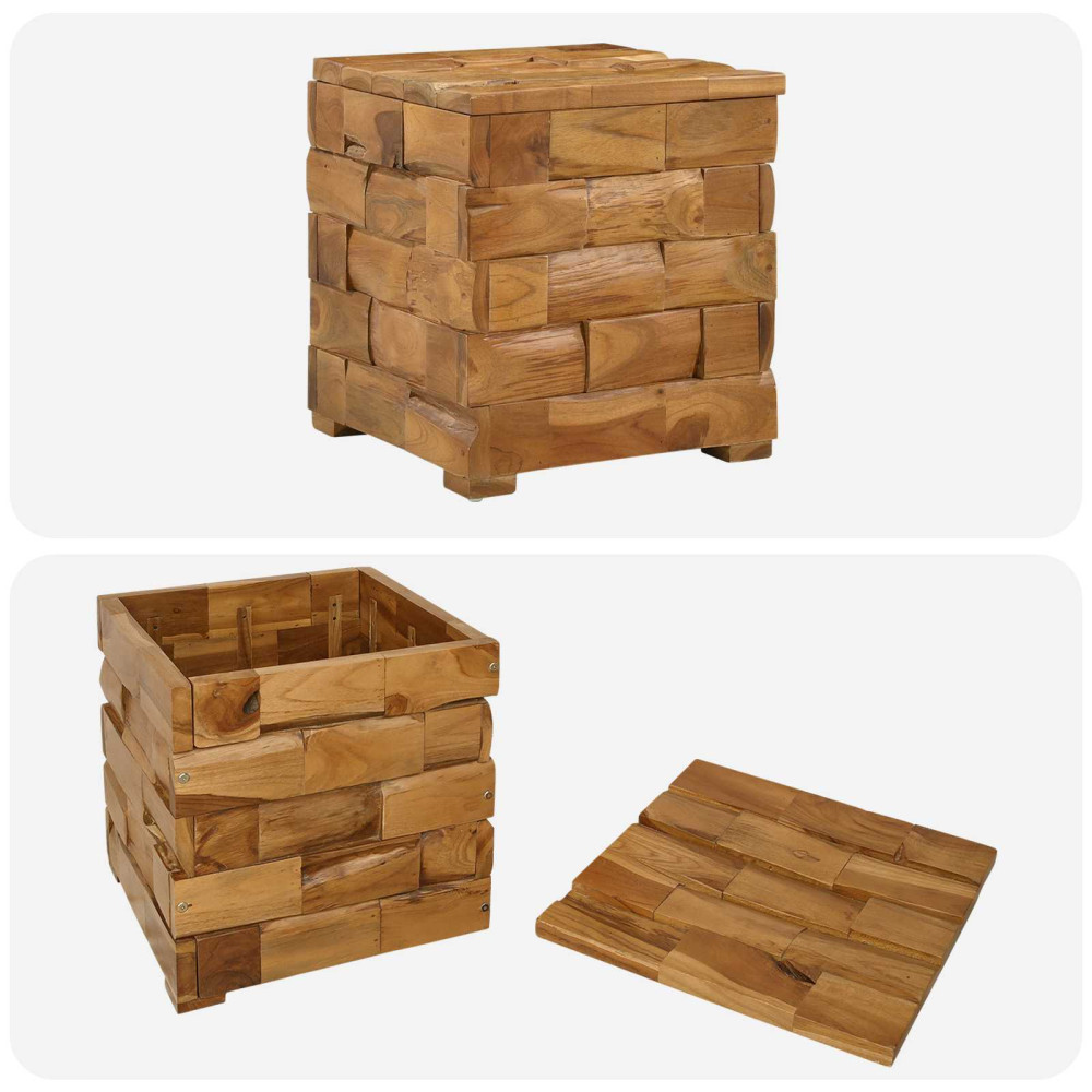Produktbild för Förvaringspall Brun 40 x 40 x 45 cm Massivt teakträ