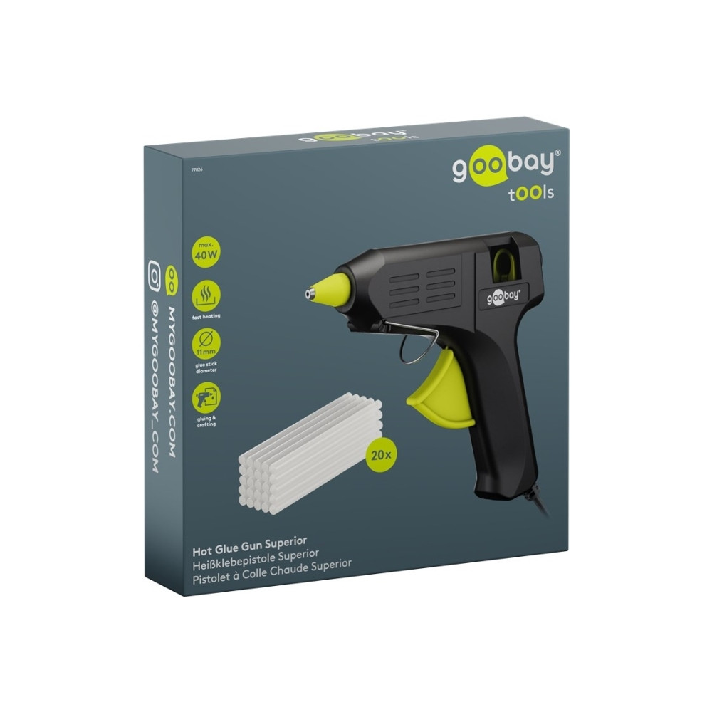 Produktbild för Goobay 77826, Limpistol, Svart, 190 ° C, AC, 40 W, 110