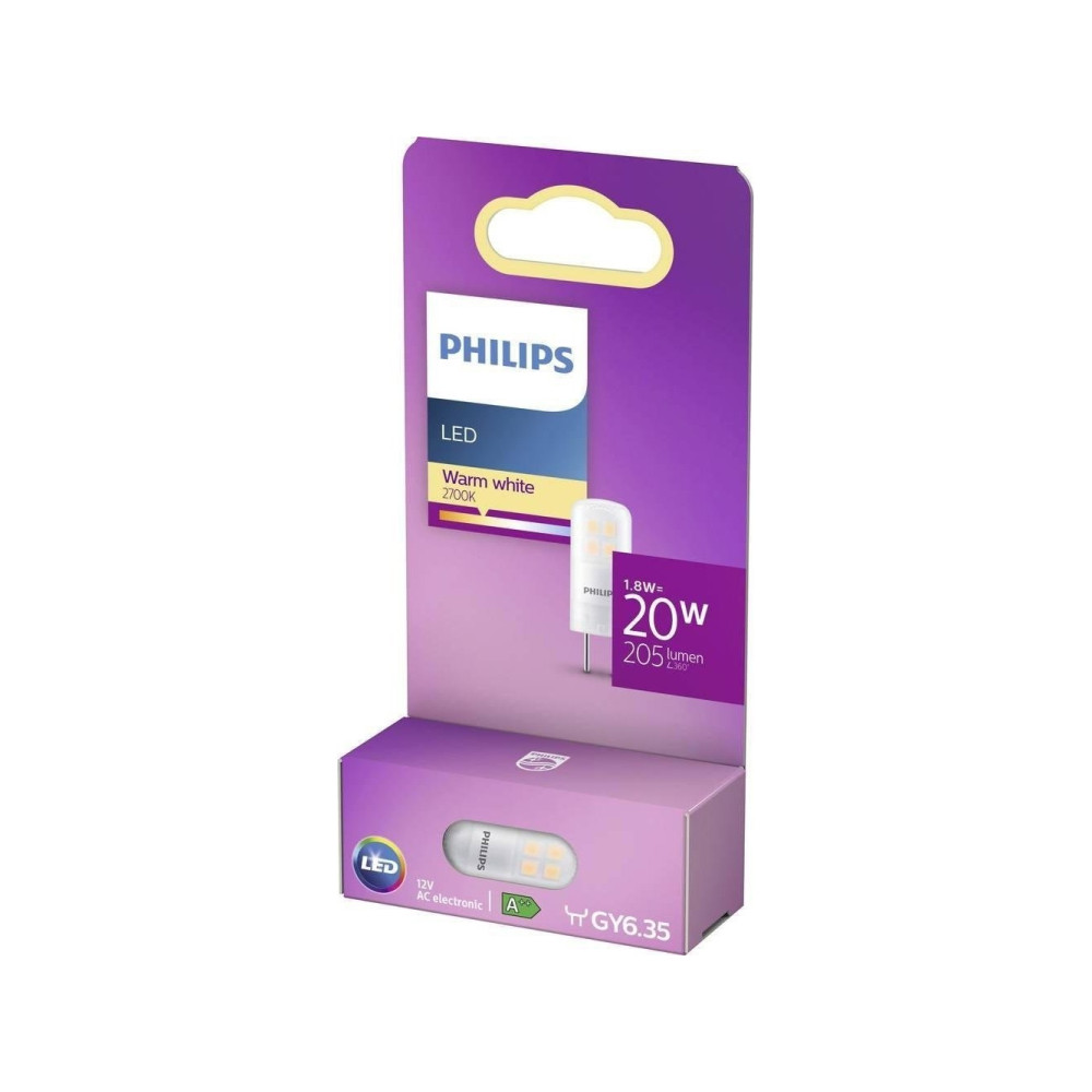 Produktbild för Philips - LED-glödlampa - form: kapsyl - GY6.35 - 1.8 W - varmt vitt ljus - 2700 K