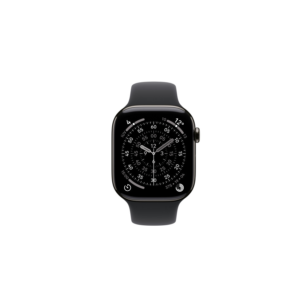 Produktbild för Apple Watch Series 11 (GPS + Cellular) - skiffer titan - smart klocka med sportband - svart - 64 GB