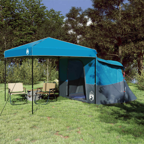 vidaXL Campingtältset med tak med lagring 2 pcs Blå Taffeta och tyg