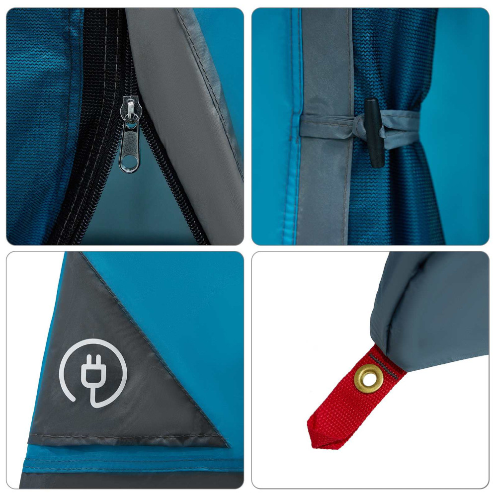 Produktbild för Campingtältset med tak med lagring 2 pcs Blå Taffeta och tyg