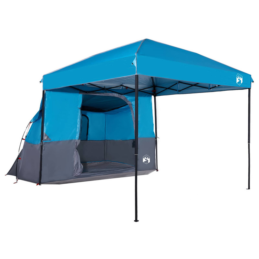 Produktbild för Campingtältset med tak med lagring 2 pcs Blå Taffeta och tyg