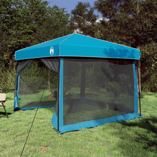 vidaXL Campingtältset med tak med lagring 2 pcs Blå Taffeta och tyg
