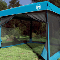 Produktbild för Campingtältset med tak med lagring 2 pcs Blå Taffeta och tyg