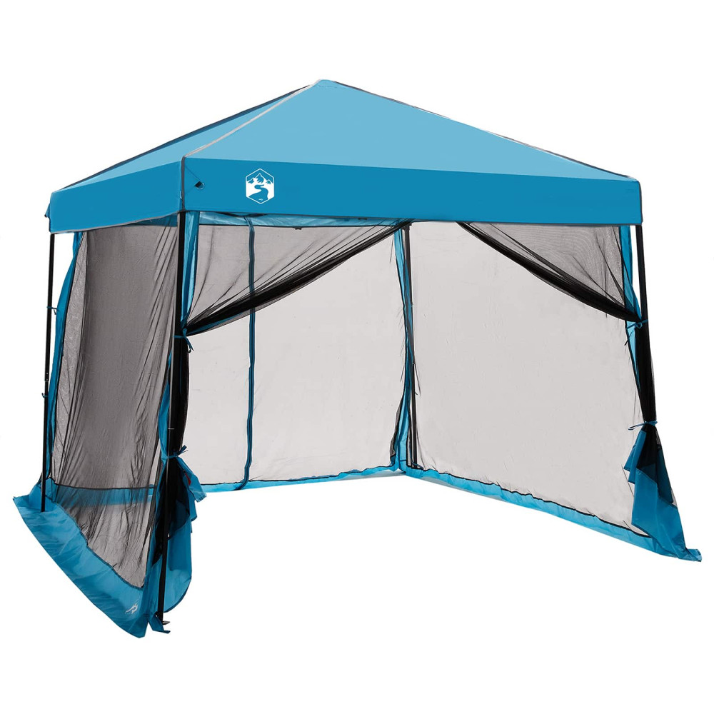 Produktbild för Campingtältset med tak med lagring 2 pcs Blå Taffeta och tyg