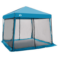 Produktbild för Campingtältset med tak med lagring 2 pcs Blå Taffeta och tyg