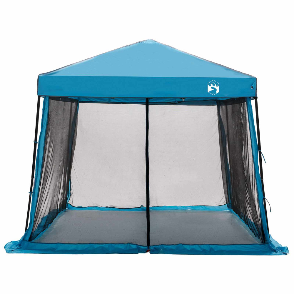 Produktbild för Campingtältset med tak med lagring 2 pcs Blå Taffeta och tyg