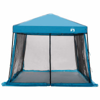 Produktbild för Campingtältset med tak med lagring 2 pcs Blå Taffeta och tyg