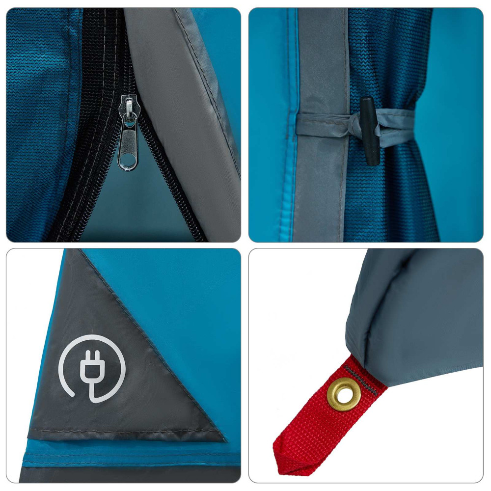 Produktbild för Campingtältset med tak med lagring 2 pcs Blå Taffeta och tyg