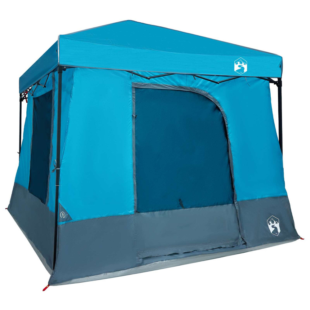 Produktbild för Campingtältset med tak med lagring 2 pcs Blå Taffeta och tyg