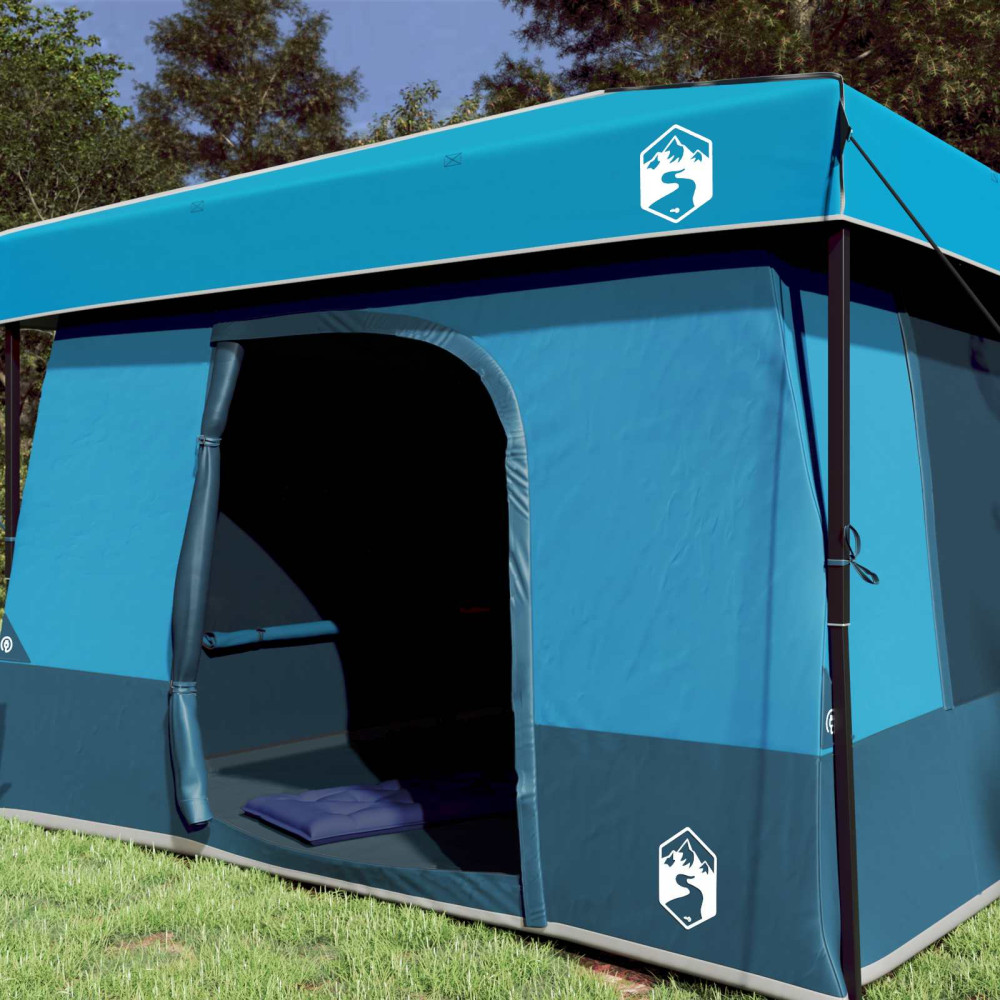Produktbild för Campingtältset med tak med lagring 2 pcs Blå Taffeta och tyg