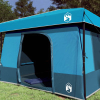 Produktbild för Campingtältset med tak med lagring 2 pcs Blå Taffeta och tyg