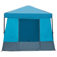 Produktbild för Campingtältset med tak med lagring 2 pcs Blå Taffeta och tyg