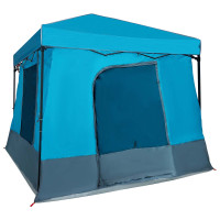 Produktbild för Campingtältset med tak med lagring 2 pcs Blå Taffeta och tyg