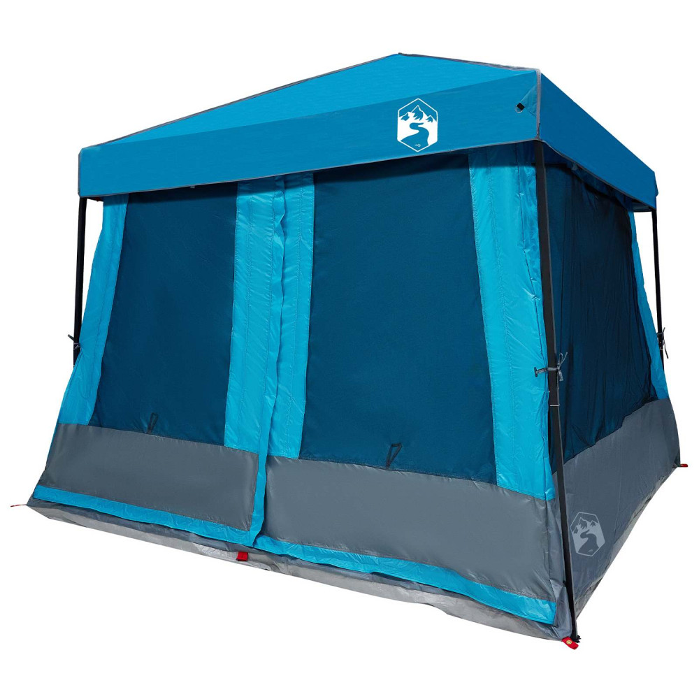 Produktbild för Campingtältset med tak med lagring 2 pcs Blå Taffeta och tyg