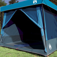 Produktbild för Campingtältset med tak med lagring 2 pcs Blå Taffeta och tyg