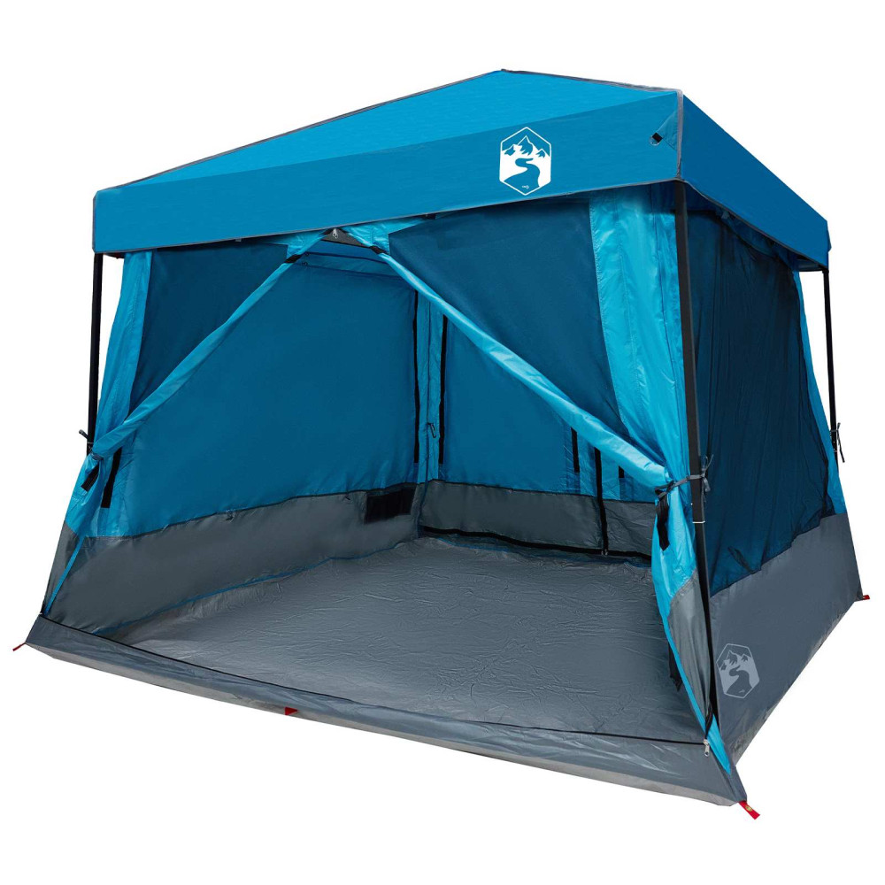 Produktbild för Campingtältset med tak med lagring 2 pcs Blå Taffeta och tyg
